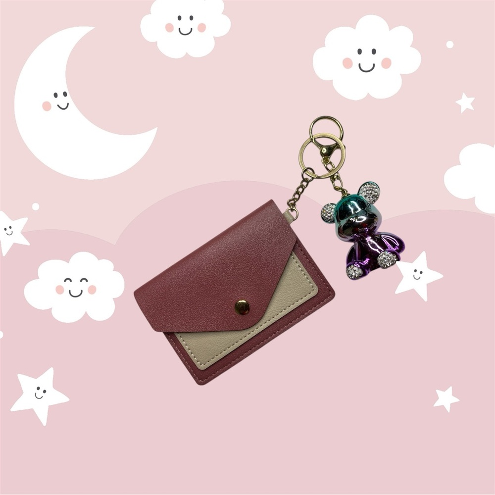 Teddy Bear Handbag Charm with Matching Mini Wallet –Cute & Stylish Accessory Set